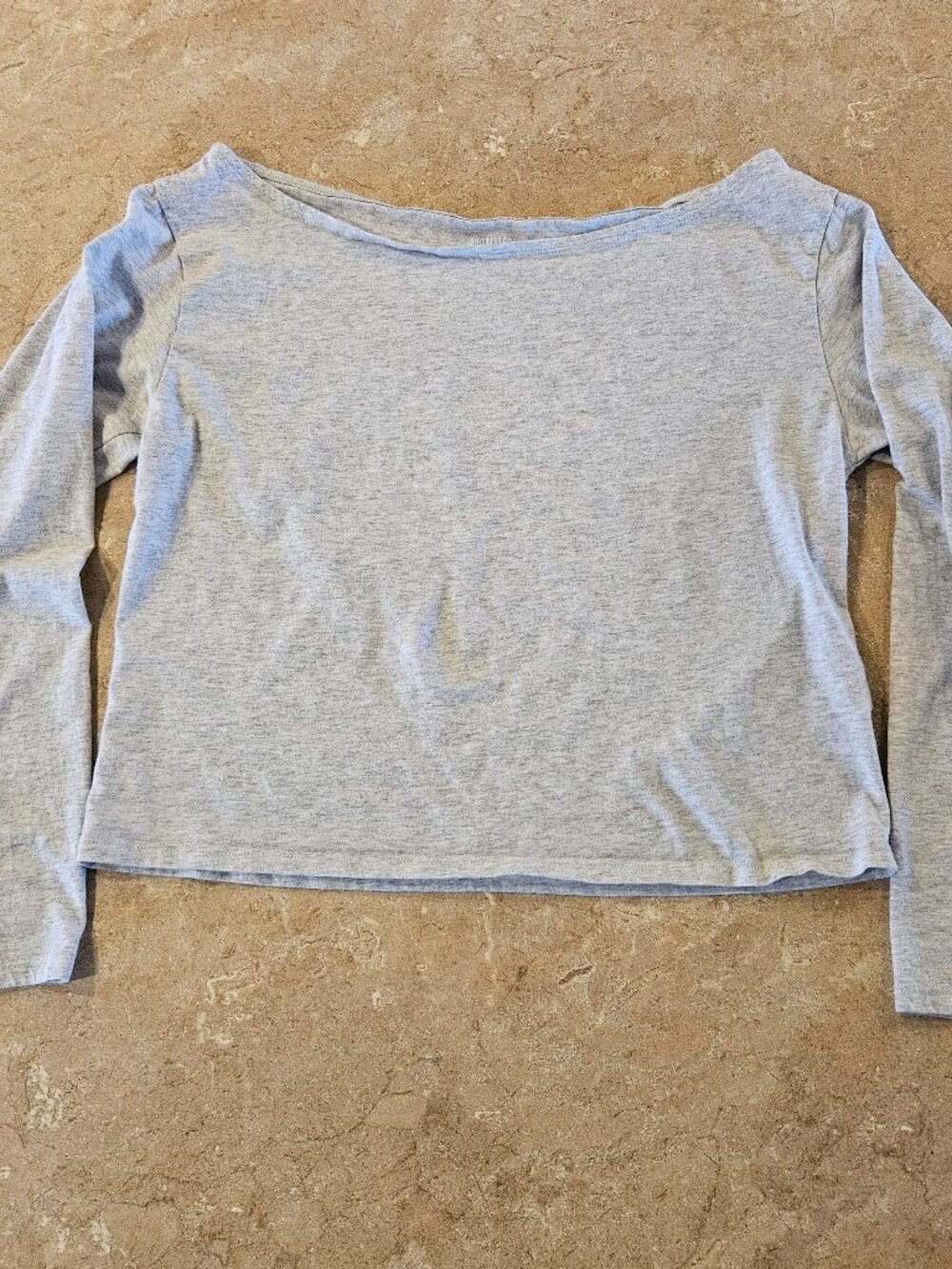 Hollister Gray Off Shoulder Long Sleeve Crop Top Womens Small Soft Stretch